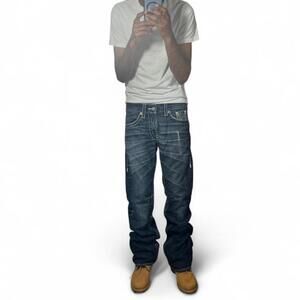 Vintage Big Star Orion Dark Wash Faded Whisker Bootcut Jeans